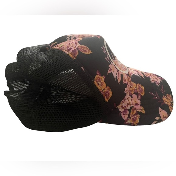 VOLCOM Skate Pink & Black Floral Tropical Hat Cap Snapback Unisex - Picture 2 of 6